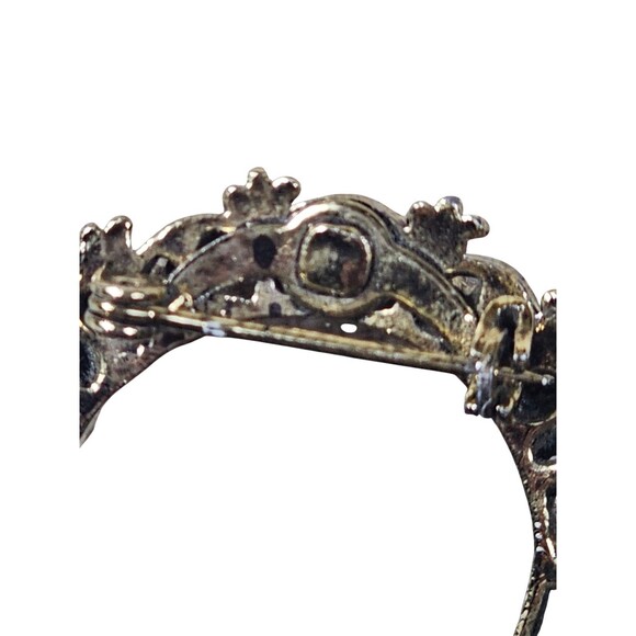 Vintage Brooch Gerry Weber Crescent Moon Pin Gold Tone Red Enamel Art Deco - Picture 3 of 8